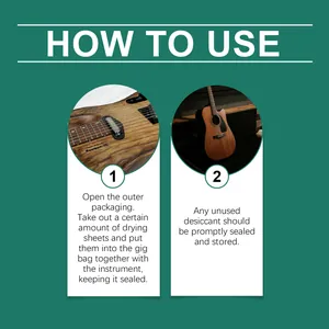 Instrucciones detalladas de uso para láminas desecantes de instrumentos musicales