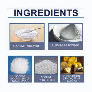 Detailed ingredient list for pipeline dredging powder showing sodium hydroxide and more
