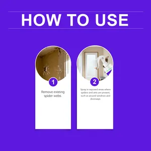 Instructions d'utilisation du spray répulsif araignées MoonSpry en 2 étapes