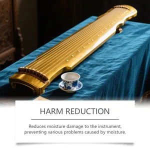 Detalle de un Guqin dorado que ilustra la protección profesional contra la humedad