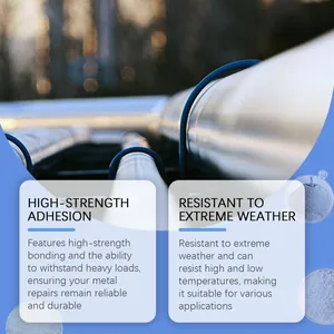 Industrial metal repair glue applied to heavy-duty pipes showing high-strength bonding