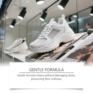 Detail showing a clean white sneaker representing the effect of the gentle foam cleaner.