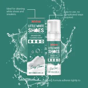 Close-up detail of Jakehoe 100ml sneaker dry cleaning foam bottle with packaging box
