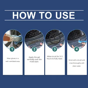 Detailed four-step guide for applying mold removal cleaning gel to washing machine gaskets