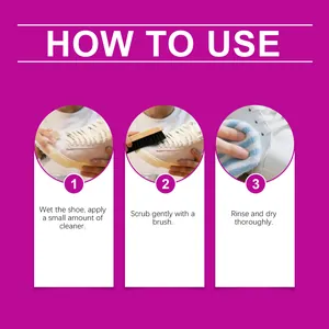 Step-by-step instructional guide showing how to use the sneaker cleaning kit effectively