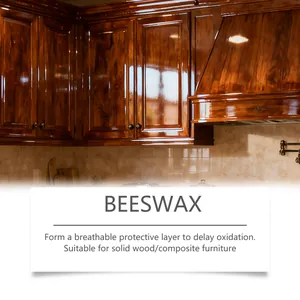 Detailed shot of polished wooden cabinets with a high-gloss finish from beeswax wood care wax