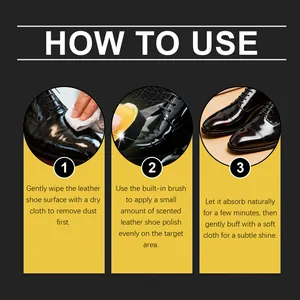 Step-by-step instructions for using Brunizo leather shoe polish on black dress shoes
