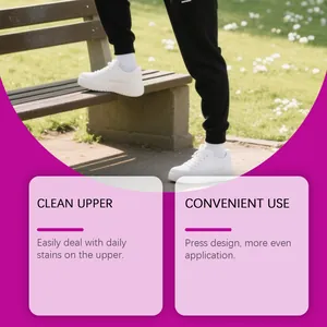 White sneakers showing a clean upper after using footwear cleaning foam kit in park