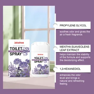 Detail van JAKEHOE lavendel vanille toiletspray met uitleg over de ingrediënten