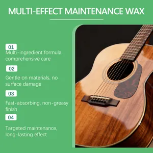 Multi-effect instrument maintenance wax for polishing and protecting wooden guitars