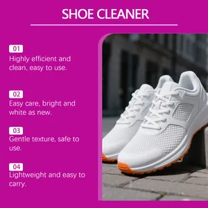 Detailed features of shoe cleaning kit showing restored bright white mesh sneakers