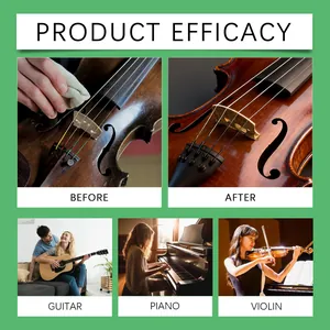 Detailed view showing before and after polishing effects on a violin with maintenance wax