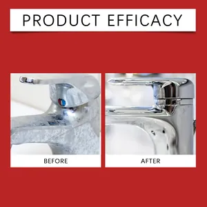 Before and after comparison of metal polishing cream on a chrome faucet