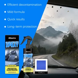 Kit spray antiappannante per vetri auto Hikmarion con panno in microfibra per visione chiara
