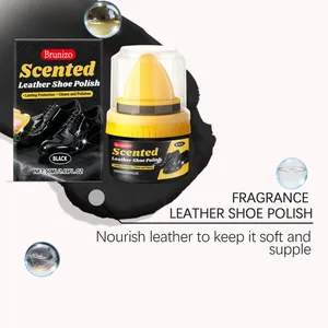 Brunizo 50ml black scented leather shoe polish with applicator for shine and care