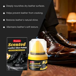 Detail of Brunizo black leather shoe polish for nourishing and restoring shine