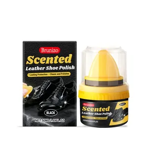 Brunizo black leather shoe polish 50ml scented cream for cleaning and lasting protection
