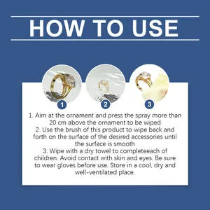 Detailed English step-by-step guide for using jewelry polishing and cleaning spray