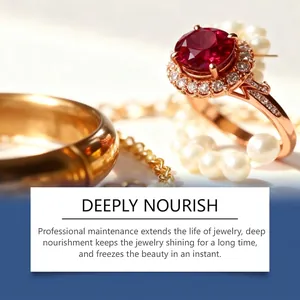 Close-up of a polished ruby ring with sparkling diamonds showcasing jewelry care results