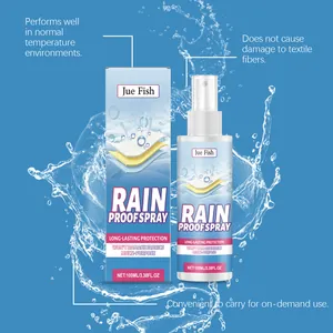 Vista detallada del spray impermeabilizante Jue Fish con su embalaje y sus beneficios