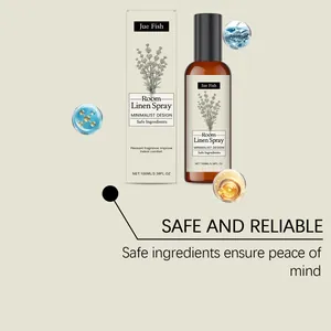 Lavender room and linen spray by Jue Fish in a minimalist 100ml glass spray bottle