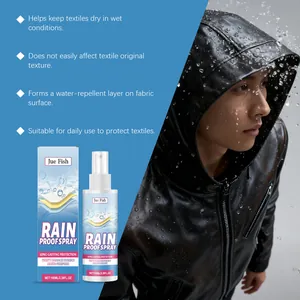 Detalle del spray impermeabilizante Jue Fish para proteger chaquetas y diversos tejidos