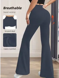 Detailansicht der atmungsaktiven Schlaghose mit hoher Taille und Scrunch-Butt-Design