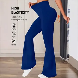 Dunkelblaue Schlagleggings mit hoher Taille und hoher Elastizität für Yoga und Sport.