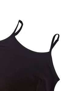 Detailed shot of delicate shoulder straps and neckline on a black summer maxi dress