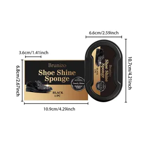 Detailed dimensions of Brunizo black shoe shine sponge for leather care and polishing
