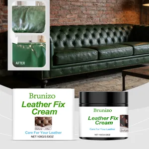 Detail view of leather fix cream for sofa renovation and glossy protection