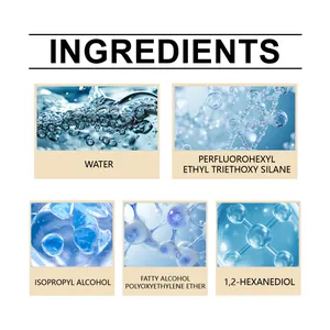 Detailed view of suede care spray ingredients including Isopropyl Alcohol and Water