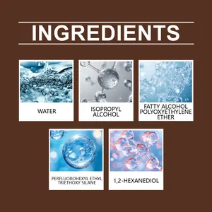 Detailed ingredient list showing chemical components of professional shoe protection spray