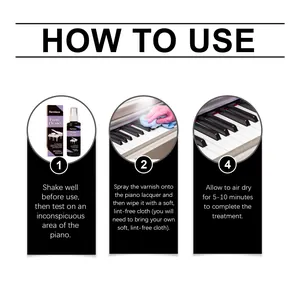 Guía de instrucciones paso a paso para usar el spray limpiador y pulidor de piano Harmisca