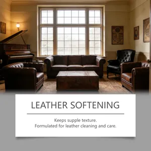 Vintage living room with brown leather sofa set for Brunizo leather care cream application