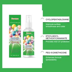 Vue détaillée des ingrédients du spray pour ballons Dowmoo et ses avantages de brillance