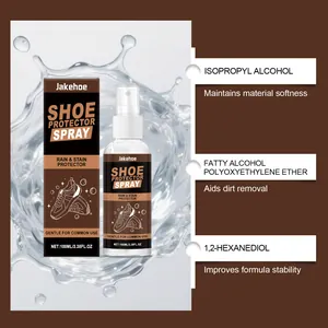 Professional detail view of Jakehoe shoe protector spray ingredients and formula benefits