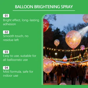 Infographie montrant les sprays lustrants pour ballons pour des décors de fête