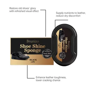 Brunizo shoe shine sponge for black leather care, restoring shine and nourishing leather