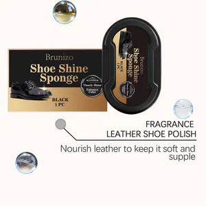Brunizo black leather shoe shine sponge for nourishing and deep polishing care
