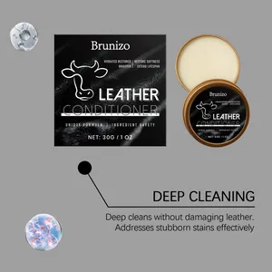 Brunizo 30g leather conditioner paste for deep cleaning and restoring furniture leather softness