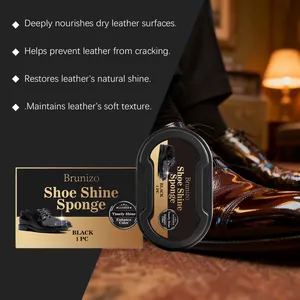 Black shoe shine sponge for professional leather care and restoration of natural shine