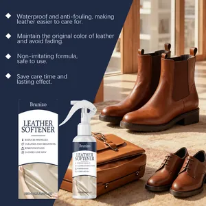 Detail view of Brunizo leather softener spray for cleaning and brightening leather shoes.