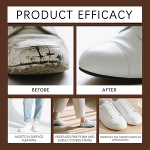 Detailed before and after comparison of professional shoe cleaning spray efficacy
