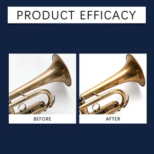 Before and after comparison of polishing effect of tuning slide grease on brass trumpet