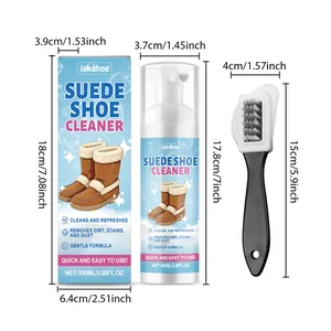Product dimensions of Jakehoe suede shoe cleaning kit including foam cleaner and brush