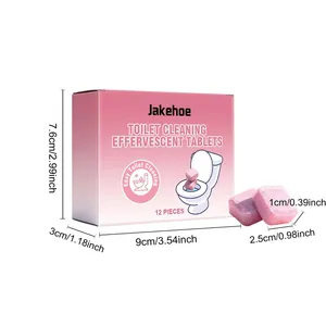 Detailed product dimensions for Jakehoe toilet cleaning tablets pack and single piece