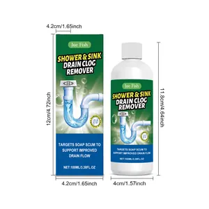 Detaillierte Maße des 100ml Jue Fish Abflussreinigers für Dusche und Waschbecken
