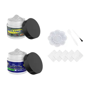 Set completo de reparación de cuero con paleta, cepillo y parches restauradores.