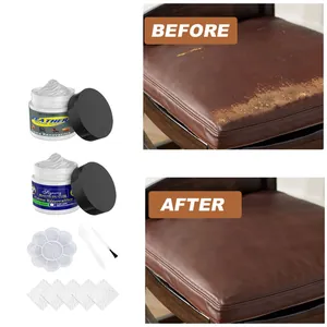 Kit de crema reparadora de cuero para sofás y asientos de coche con efecto antes y después
